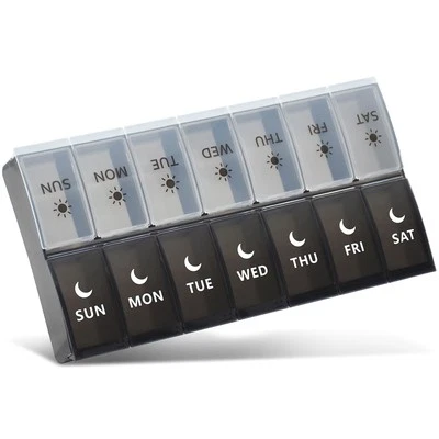 Large Pill Organizer 2 Times a Day, Weekly Pill Case, AM PM Pill Box, Day Night