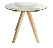 SK Designer Living Amber Collection - Round Glass Dining Table - 90cm