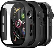 Witzon 2 Pack Hard Case Designed for Apple Watch Screen Protector Case 45mm Series 9 8 7 iWatch Cover, Hard PC Edge Bumper Cases Full Coverage Touch Sensitive Protective Screen Covers, Black