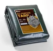 GUARD SHIELD Super Heavy Duty Green/Silver Poly Tarp Cover 12x20 Feet Waterpr