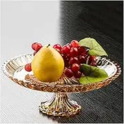 Fruit and Produce Storage Basket European-Style Crystal Glass Fruit Plate Snack Plate Creative Disc Home Living Room Fruit Plate Tall Candy Plate Dried Fruit Plate Suitable for Kitchen Counters