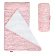 Moonsea Toddler Nap Mat Pink, with Pillow and Fleece Minky Blanket