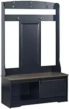 Oos Living Barndoor Large Hall Tree Bench, Antique Black & Walnut