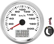 Brilluxa GPS Speedometer, 85mm Analog, 200KMH, Waterproof, White Dial Chrome Bezel, 1224V Speed Meter for Marine Motorcycle Truck