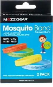 MOZZIGEAR MOSQUITO MOZZIE WRIST BANDS - Kids Size - 2 x 2 QTY (Total 4 Bands)