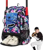 Baseball Equipment Bag - Bat Bags Baseball Youth Boys,Lightweight Softball Bat Bag for Boys, Adults, with Fence Hook Hold TBall Bat, Batting Mitten, Helmets, Caps, Teeball Gear