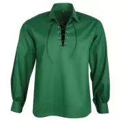 Green High Quality Jacobite Ghillie Shirts kilt Shirts Men's Jacobean Shirts
