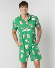[Lucid] Lucid Men's Shredding Santa Romper in Green Size XL XL Green