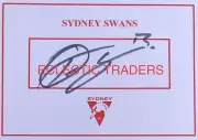 Oliver Florent SIGNED Sydney Swans Card. AFL Football. Papley Heeney Gulden.