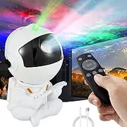 Astronaut Star Projector Night Light - 360°Adjustable Space Buddy Projector, Galaxy Starry Nebula Ceiling Projection Lamp with Timer Kids Adults Room Decor, for Bedroom, Game Room etc. (White)