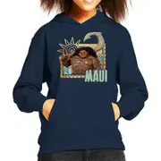 Disney Moana Maui Sunset Kid's Hooded Sweatshirt Navy Blue Medium (7-8 yrs)