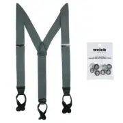 New CTM Men's Elastic Button End Dress Suspender with Bachelor Buttons