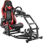 Dardoo Gaming Simulator Cockpit With Red Seat Adjustable fit for Logitech G25 G27 G29 G920 G923, Thrustmaster T300, Fanatec, Racing Steering Wheel Stand, Not Included Wheel, Pedal and Handbrake