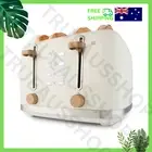 Off-White 4-Slice Toaster with Adjustable Browning & Wooden Accents for Toasting