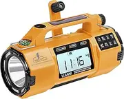 Lijiani Emergency FM/AM/SW/NOAA Weather Radio, Big Flashlight/Speaker Sleep Timer Alarm Clock, Solar/Hand Crank 5000mAh Replaceable Battery,with Cell Phone Charger Hurricane Storm Survival kit