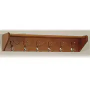 Wooden Mallet 6 Hook Wall Mounted Coat Rack Shelf in Medium Oak