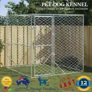 Outdoor Dog Kennel Large Metal Pet Cage Fence Run Pen House Enclosure Galvanised