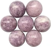 Bacatgem 7 Pcs Purple Lepidolite Crystal Sphere Ball Set, 0.78 Inchs Feng Shui Chakra Aura Home Desk Decor Decorative Collection