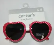 New Carter's Girls Sunglasses 4 year + 100% UVA-UVB Red Heart w White Polka Dots