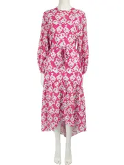 Pink Floral Midi Dress