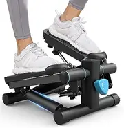 Mini Steppers for Exercise at Home, Stair Stepper Machine with Resistance Bands, 330 lbs Capacity, and LCD Monitor for Home Workout, Full Body Cardio and Walking