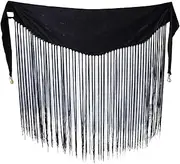 [ａ aternee] Belly Dance Hip Scarf Shiny with Sequins for Cha Cha Cosplay Samba Rumba Party