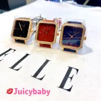 在飛比找蝦皮購物優惠-💋Juicybaby✨ELLE法國時尚女錶 亮鑽典雅方形鑲鑽