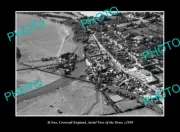 OLD POSTCARD SIZE PHOTO ST IVES CORNWALL ENGLAND AERIAL VIEW TOWN CENTRE 1950 1