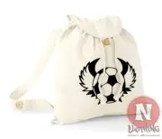 Football backpack soccer wings holiday school college organic cotton day bag