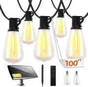 100FT Solar String Lights Outdoor Waterproof, Solar Patio Lights with Remote ...