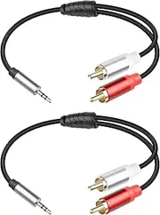 RIIEYOCA 3.5 mm Male to 2 RCA Male Cable, 1/8 to RCA Y Audio Cord,for Smartphones,Tablets,Speakers MP3 (1FT/2 Pack)