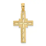14K Yellow Gold D/C Etched Cross Charm