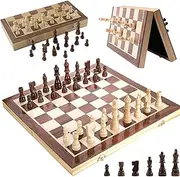 Chess Set 12"x12" inch Wooden Board Game Magnetic Chess Handmade Crafted Chessmen Travel International Board Games
