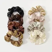 8 Pieces Woman Hair Scrunchies, Satin Softer Than Silk Hair Ties, Big Scrunchy Ponytail Holder with Elastic Hair Bands for Girls Thick Thin Curly