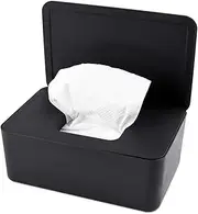 KONUNUS Wet Wipes Storage Box, Wipes Dispenser Holder Tissue Storage Box Case with Lid Dustproof for Home Office, Black