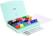 Gouache Paint, Set of 24 Colors×30Ml with Paint Brushes, Unique Jelly Cup Design