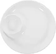 ELAYARD Chip and Dip Bowl for Adults and Snack Platter with Dividers Bread Bowls Serving Dishes Turntable Lids Pasta Divided Side Dish Noodles Platters Sauce Plate Tray Ceramics White