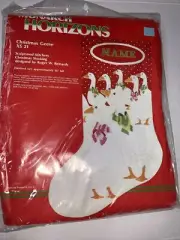 Monarch Horizons Christmas Geese Sculptured Stitchery Stocking Kit 1984