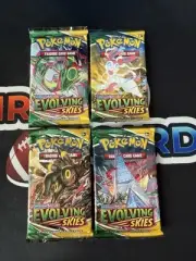 Evolving Skies Pokemon TCG Booster Packs Art Set (4 Packs) FACTORY SEALED