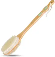 Back Brush for Shower & Bath with Long Wooden Handle Body Scrubber for Men