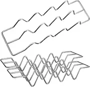 MUCKLILY Taco Baking Tray Stand Pcs Stainless Steel Taco Holder Racks for Serving Family Soft Shell Hard Shells Compact Design