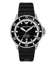 Emporio Armani Sea Explorer Silicone Strap Black Dial Automatic Diver's AR60078 200M Men's Watch