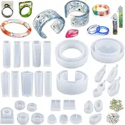 LET'S RESIN 30pcs Resin Jewelry Molds Kit, UV Resin Silicone Molds with Bracelet, Pendant, Ring Molds for Epoxy Resin