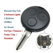 Remote Key Fob 3 Buttons 433mhz for Smart ForTwo Passion Pulse City Roadster