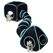 Cat Tunnels for Indoor Cats with Cube Tent Toys Combo, Pop Up A-Black