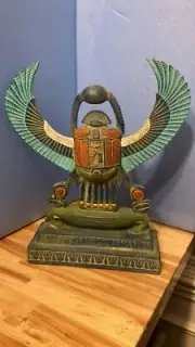 New Egyptian Scarab Statue with Anubis Museum Replica (14 x 12 Inches)