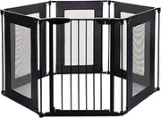 Dreambaby Brooklyn Converta 3-in-1 Play-Pen Baby Safety Gate - with 6 Configurable Mesh Sides Panels - Fireguard & Room Divider - Fits Opening up to 3.8m Wide & 74cm Tall - Black - Model F2031BB