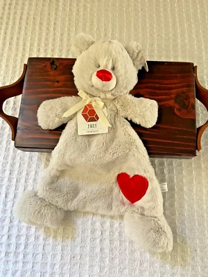 Demdaco July Birthstone Bear Blankie Lovey Security Red Heart Sewn Eyes Rattle