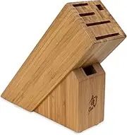 Shun Cutlery 6-Slot Slimline Knife Block, Made from Tough, Sustainable Bamboo, Authentic, Japanese Universal Knife Block, Knife Holder for Kitchen Counter