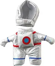 Dog Costume Space Teddy Bear Plush Outfit with Jacket Helmet Pants for Pets (Silver Teddy Bear Clothes)